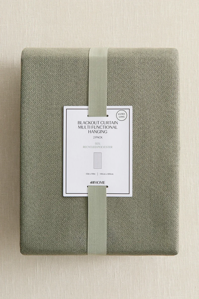 اتش اند ام طقم من قطعتين ستائر معتمة بطول إضافي