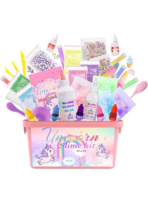 DIY Slime Kit for Kids-Non-Sticky,Soft & Scented to Make Cloud Slime, Foam Slime, Butter Slime, Unicorn Slime & Candy Slime with Charms – Stress Relief Party Favors & Great Gift Idea