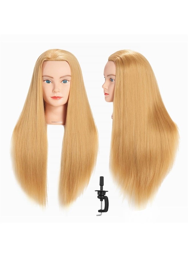 HAIRGINKGO Training Head 26"-28" Mannequin Head Synthetic Fiber Cosmetology Doll Head Hair Styling Manikin Braiding Head Hairdresser Training Model for Cutting Braiding Practice with Clamp (92018W2720) - Image 1