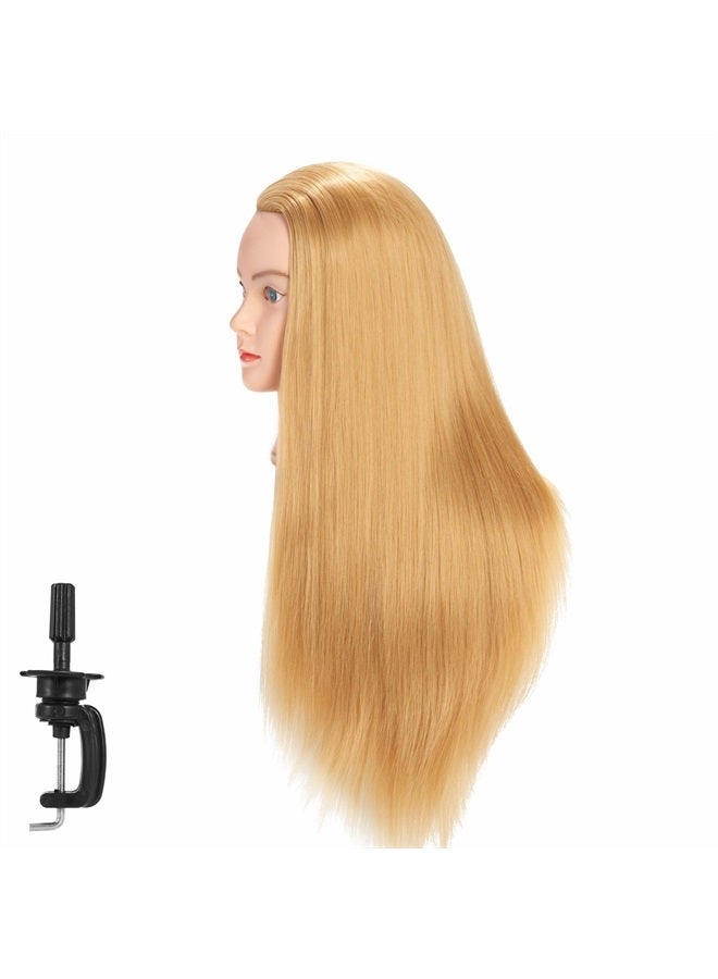 HAIRGINKGO Training Head 26"-28" Mannequin Head Synthetic Fiber Cosmetology Doll Head Hair Styling Manikin Braiding Head Hairdresser Training Model for Cutting Braiding Practice with Clamp (92018W2720) - Image 3