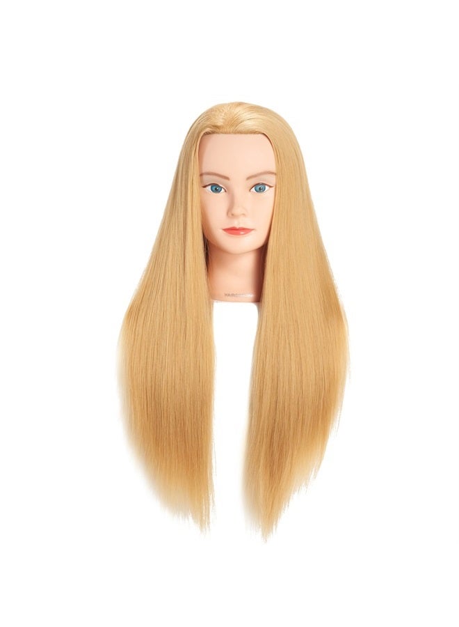 HAIRGINKGO Training Head 26"-28" Mannequin Head Synthetic Fiber Cosmetology Doll Head Hair Styling Manikin Braiding Head Hairdresser Training Model for Cutting Braiding Practice with Clamp (92018W2720) - Image 2