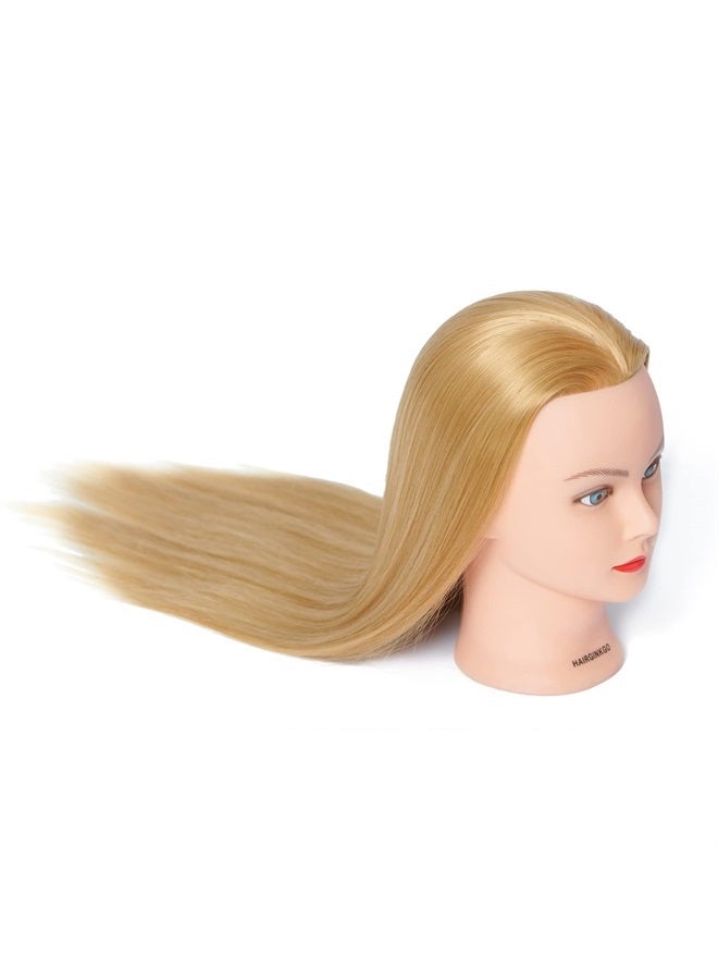 HAIRGINKGO Training Head 26"-28" Mannequin Head Synthetic Fiber Cosmetology Doll Head Hair Styling Manikin Braiding Head Hairdresser Training Model for Cutting Braiding Practice with Clamp (92018W2720) - Image 4