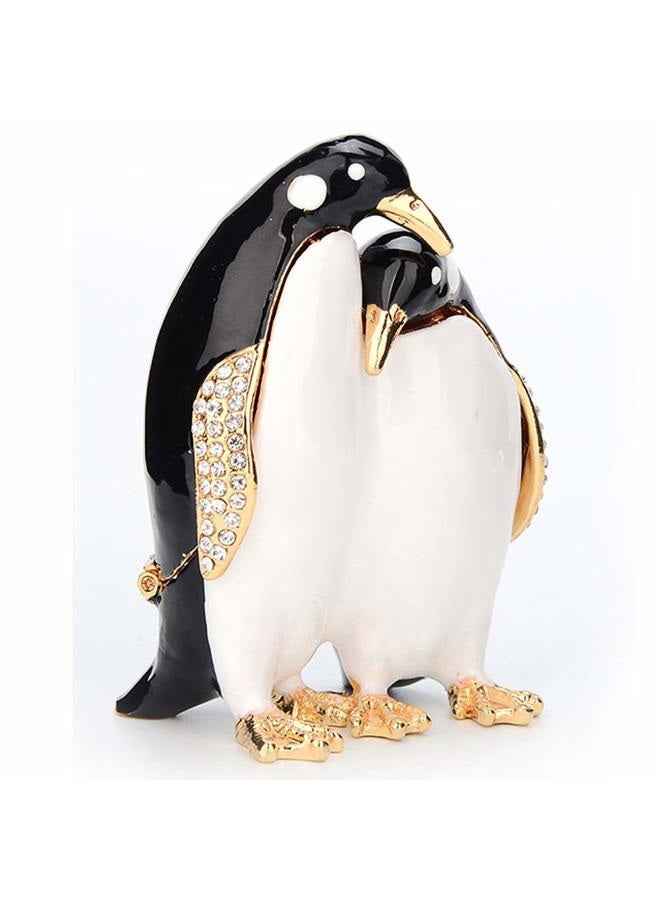 Furuida Trinket Box Penguin with Hinged Enameled Jewelry Box Classic Animal Ornaments Metal Craft Gift for Home Decor - Image 1