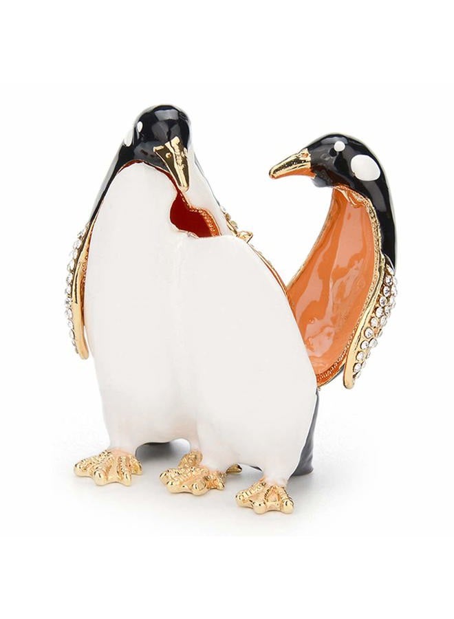 Furuida Trinket Box Penguin with Hinged Enameled Jewelry Box Classic Animal Ornaments Metal Craft Gift for Home Decor - Image 2