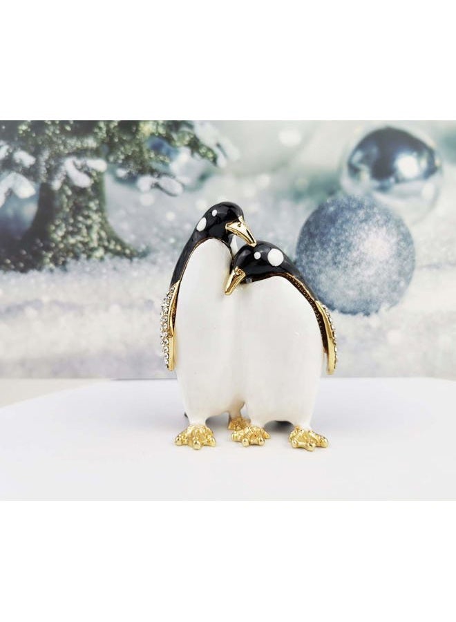 Furuida Trinket Box Penguin with Hinged Enameled Jewelry Box Classic Animal Ornaments Metal Craft Gift for Home Decor - Image 4