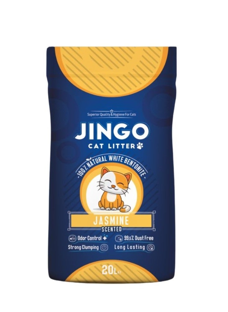 JINGO High Performance Absorption And Clumping Cat Litter With Jasmine Scent 20Liters 16KG 
