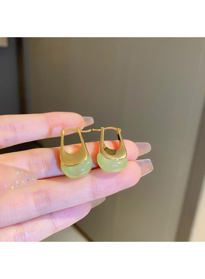 Silver Needle Hong Kong Style Vintage Resin Water Drop Geometric Earrings Simple Fashion Design Earrings Elegant High-grade Earrings