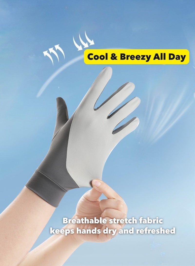 UPF50+ Cooling Sun Gloves for Women – Touchscreen-Friendly, Breathable Cool-Touch Fabric, Anti-Slip Grip, Thumb & Index Finger Open Design, UV Protection for Driving, Hiking, Cycling & Outdoor Use (1 Pair, Gray) - Image 2