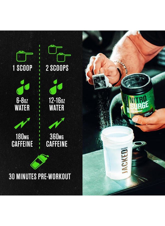 Jacked Factory - NITROSURGE Pre Workout Supplement - Endless Energy, Instant Strength Gains, Clear Focus and Intense Pumps - NO Booster & Powerful Preworkout Energy Powder - 30 Servings, Black Cherry - Image 1