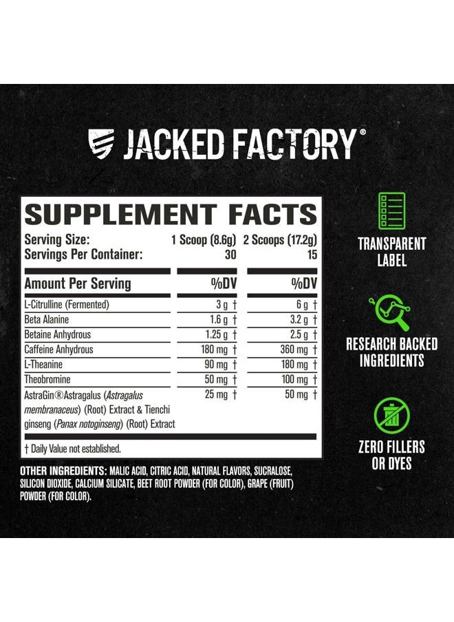 Jacked Factory - NITROSURGE Pre Workout Supplement - Endless Energy, Instant Strength Gains, Clear Focus and Intense Pumps - NO Booster & Powerful Preworkout Energy Powder - 30 Servings, Black Cherry - Image 1