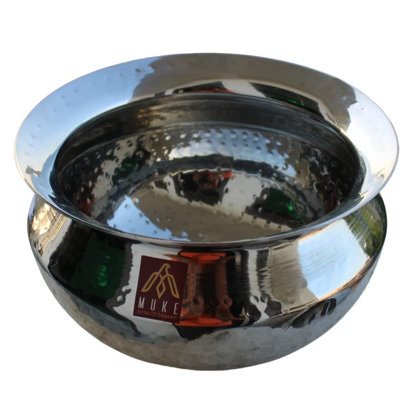MUKE Stainless Steel Heavy Base Sipri Dekchi Handi Bhagona Cooking Degchi for Home and Kitchen biryani Handi cookwere Pot (2.5 Litre) - Image 5