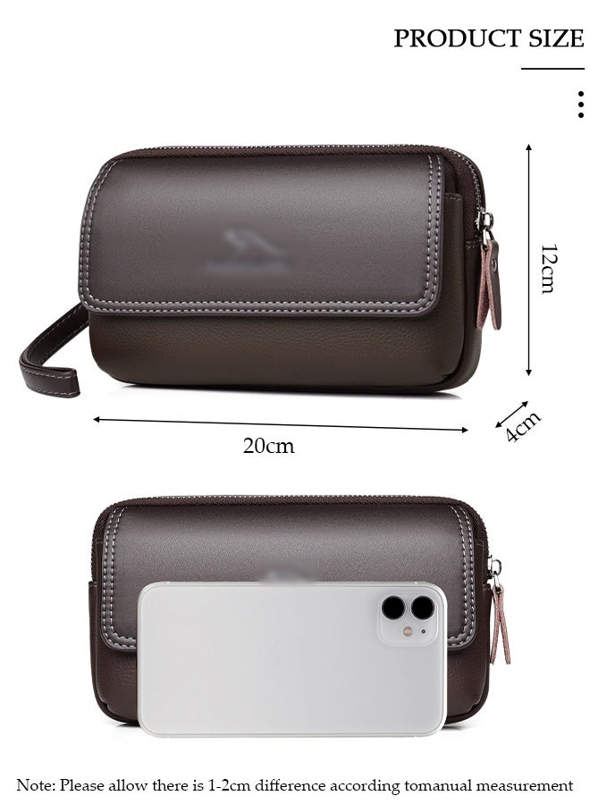DUNISO Men's Handbag Clutch Bag,  Stylish and Durable Men's Handbag，Large Capacity with 1 Inner Patch Bag, 1 Main Bag, 3 Card Slots, External Insertion Bag, Multi functional Anti-Theft Wearproof Waist Bag - Image 2