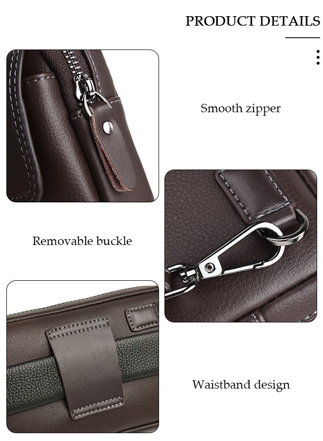 DUNISO Men's Handbag Clutch Bag,  Stylish and Durable Men's Handbag，Large Capacity with 1 Inner Patch Bag, 1 Main Bag, 3 Card Slots, External Insertion Bag, Multi functional Anti-Theft Wearproof Waist Bag - Image 3
