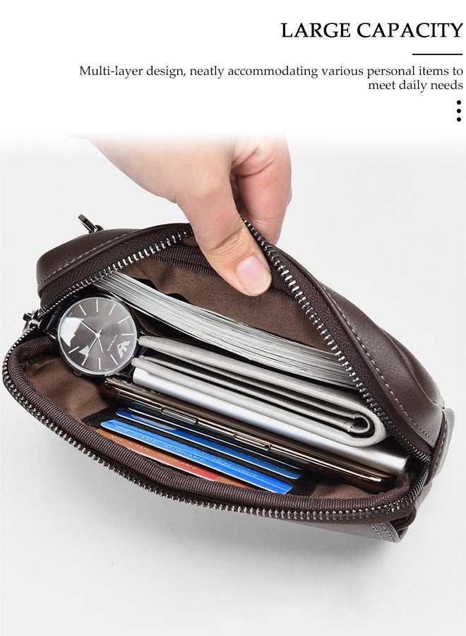 DUNISO Men's Handbag Clutch Bag,  Stylish and Durable Men's Handbag，Large Capacity with 1 Inner Patch Bag, 1 Main Bag, 3 Card Slots, External Insertion Bag, Multi functional Anti-Theft Wearproof Waist Bag - Image 5