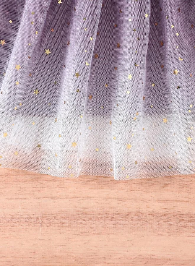 Take Two Take Two Purple Bow Detail Embellished Mesh Dress