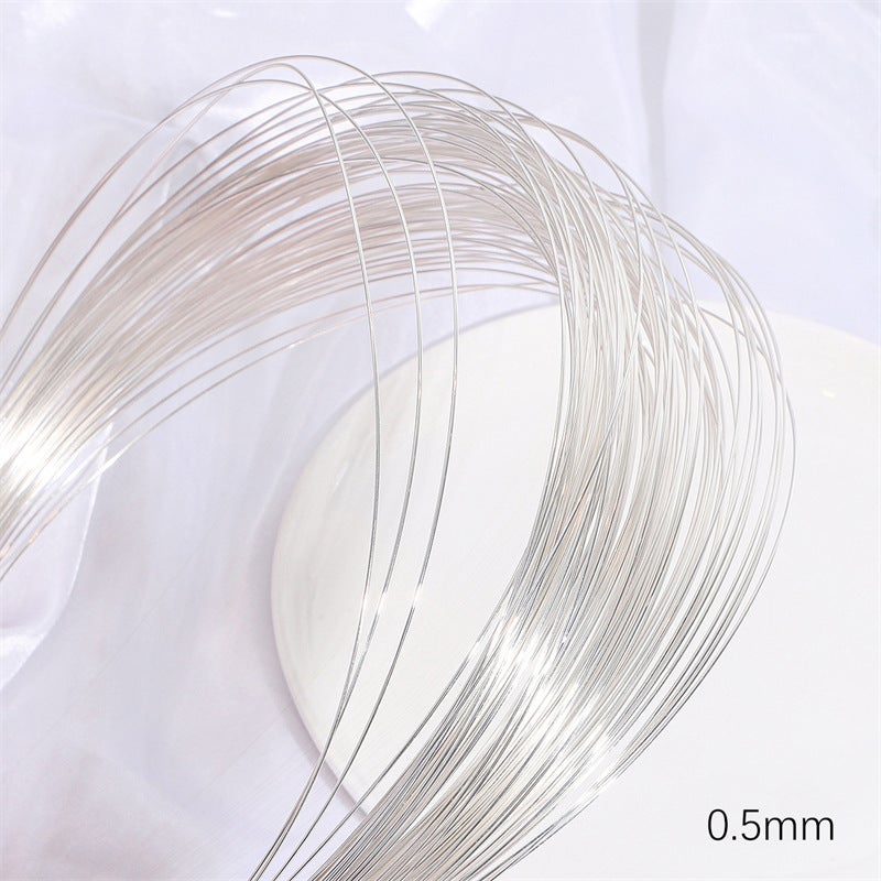 Color-preserving 14K gold-coated silver semi-hard wire copper wire soft copper wire molding wire handmade diy beaded jewelry material Silver plating 0.5mm thick 