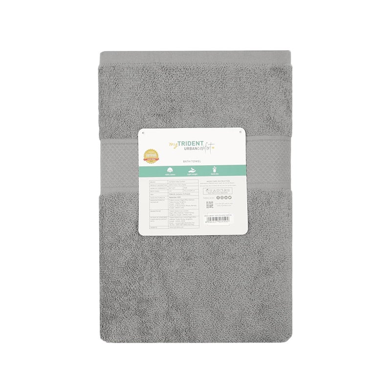 Trident منشفة استحمام 100% قطن | منشفة استحمام بحجم كبير | منشفة استحمام - ناعمة وامتصاصية | 450 جرام لكل متر مربع | قطعة واحدة من منشفة الاستحمام للرجال/النساء | راحة حضرية | 70 سم × 140 سم - رمادي غامق - Image 4