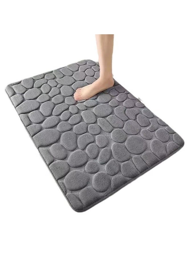 Hugifts 3 Piece Super Soft and Fluffy Microfiber Absorbent Solid Bathroom Rug Set with Rubber Backing Includes Non-Slip Bath Rug, Contour Mat, and Toilet Lid Cover (Grey) - Image 1