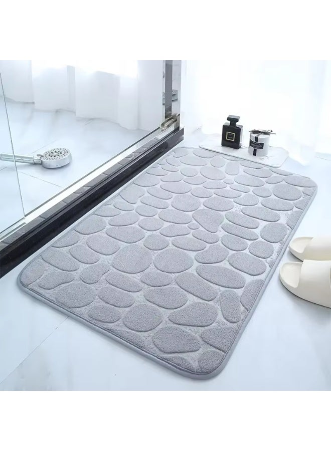 Hugifts 3 Piece Super Soft and Fluffy Microfiber Absorbent Solid Bathroom Rug Set with Rubber Backing Includes Non-Slip Bath Rug, Contour Mat, and Toilet Lid Cover (Grey) - Image 2