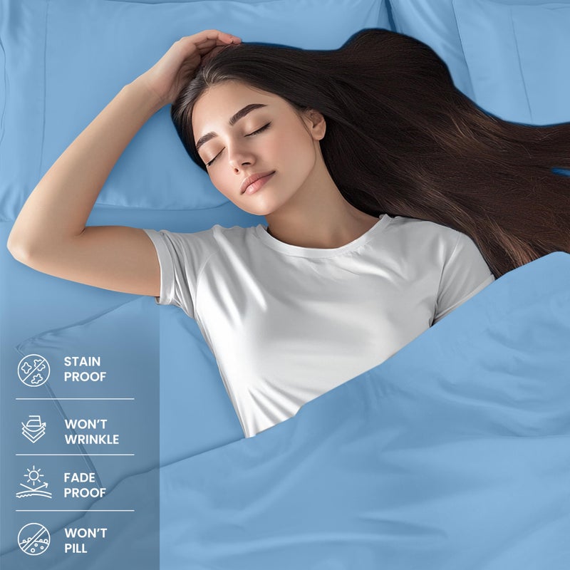 Utopia Bedding Queen Sheet Set â€“ 4 Piece Bed Sheets for Queen Size Bed, Soft and Breathable Microfiber, Includes 1 Fitted Sheet, 1 Flat Sheet and 2 Pillowcases (Dutch Blue) - Image 4