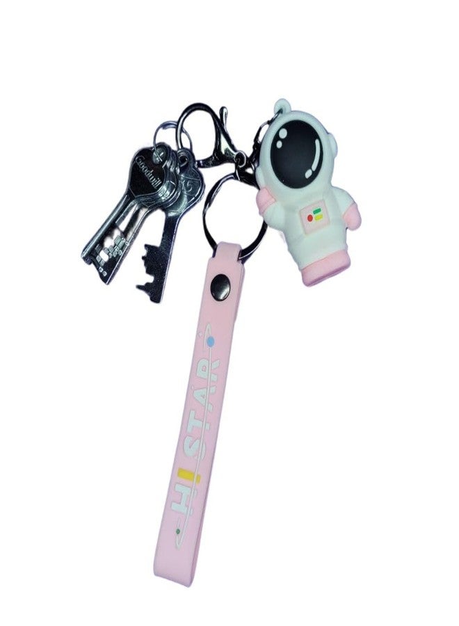 Wonderland Waving Astronaut [Pink] Kechains, Cartoon Style Keychain & Bag Charms Fun & Functional Accessories for Bags and Keys DIY - Image 3