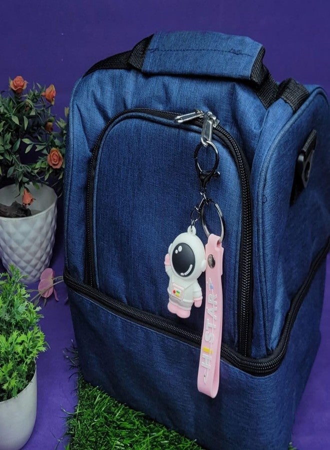 Wonderland Waving Astronaut [Pink] Kechains, Cartoon Style Keychain & Bag Charms Fun & Functional Accessories for Bags and Keys DIY - Image 1