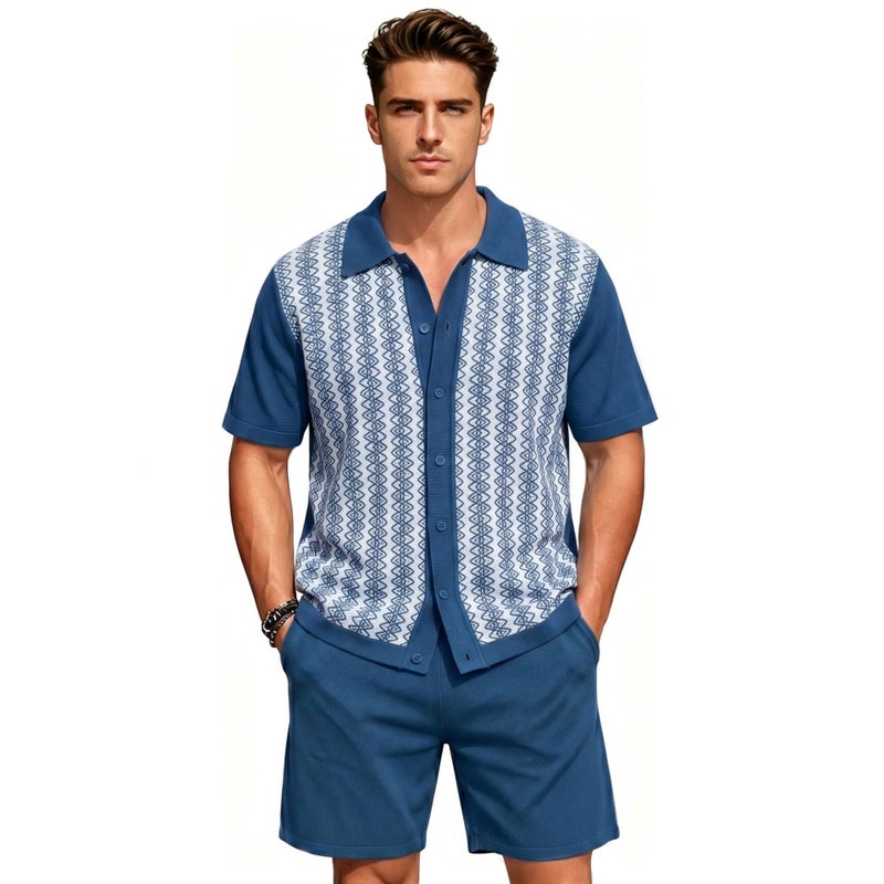 Men's Short Sleeve Polo Shirt and Shorts 2-Piece Set - Image 1