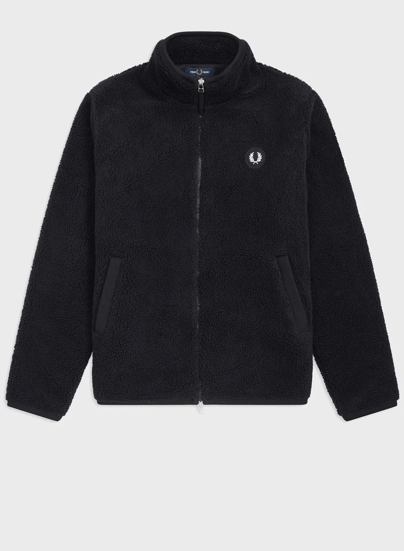 FRED PERRY Borg Fleece Zip Through Sweatshirt