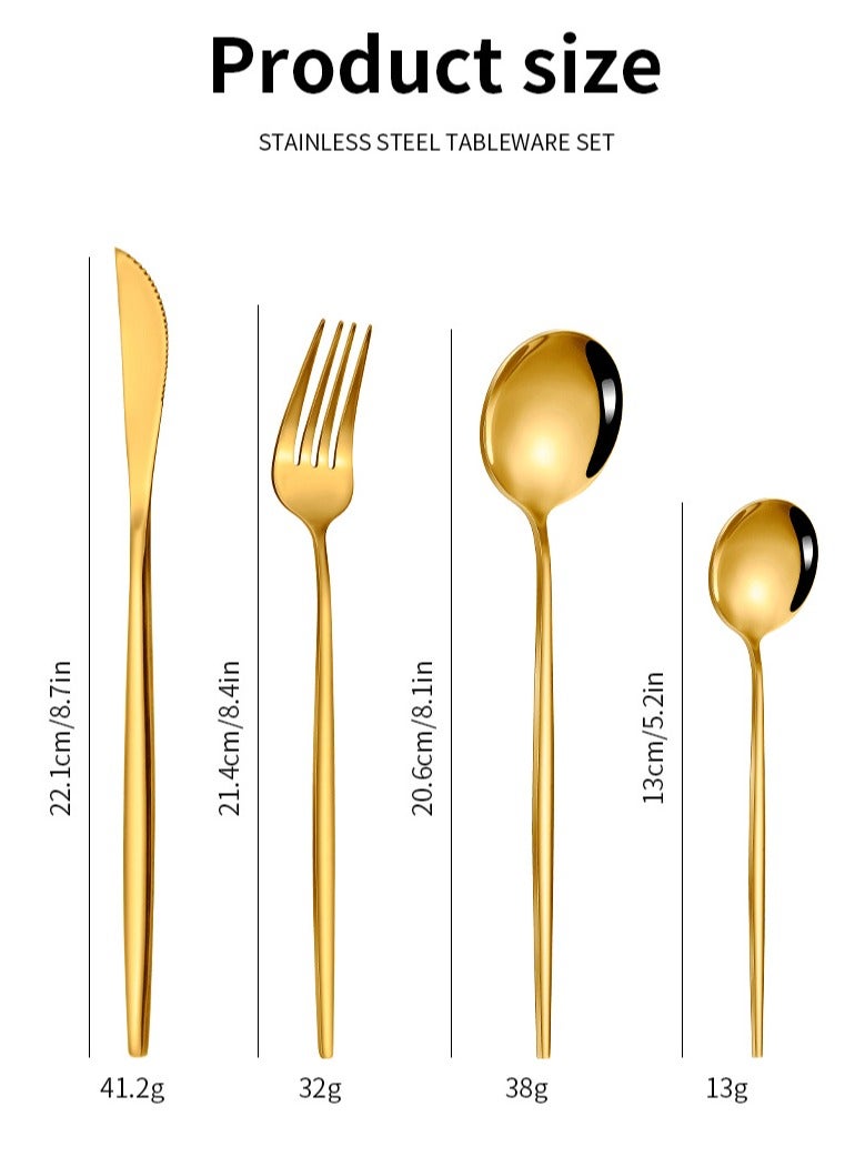 general Gold Silverware-Set Stainless-Steel 24-Pieces-Flatware - Cutlery-Set for Home Kitchen Hotel Restaurant - Image 3