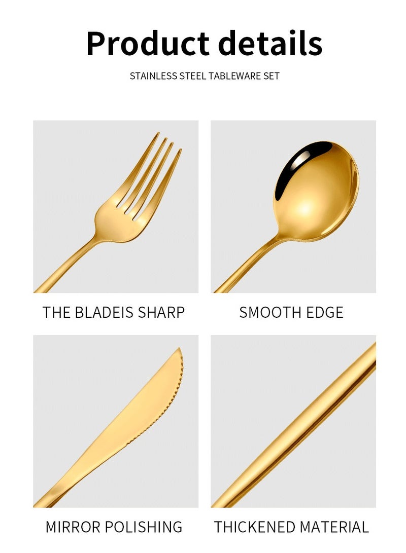 general Gold Silverware-Set Stainless-Steel 24-Pieces-Flatware - Cutlery-Set for Home Kitchen Hotel Restaurant - Image 4