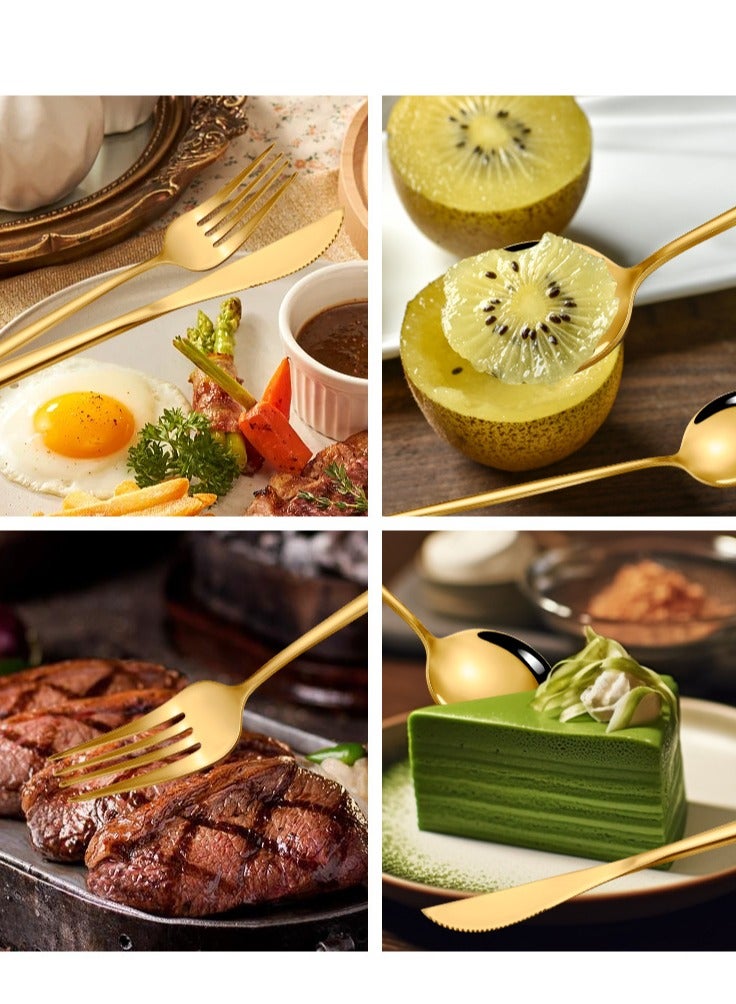 general Gold Silverware-Set Stainless-Steel 24-Pieces-Flatware - Cutlery-Set for Home Kitchen Hotel Restaurant - Image 5