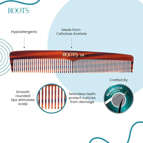 ROOTS Classic Comb | Dual Teeth For Styling & Detangling | Smooth & Round Teeth prevent Hair damage | For Women with Straight, Long, Wavy Hair | Wet & Dry use | Length - 7.95 Inch | Model No - 32A - Image 3
