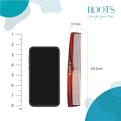 ROOTS Classic Comb | Dual Teeth For Styling & Detangling | Smooth & Round Teeth prevent Hair damage | For Women with Straight, Long, Wavy Hair | Wet & Dry use | Length - 7.95 Inch | Model No - 32A - Image 4