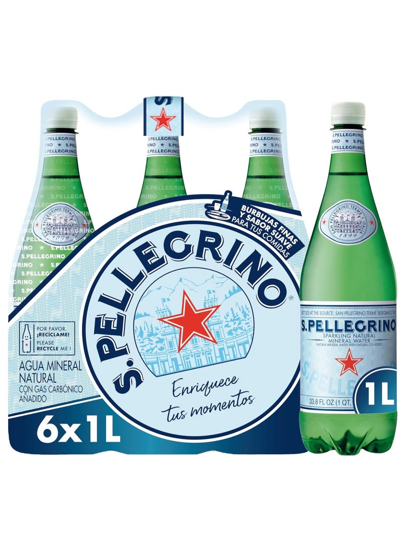 Sanpellegrino San Pellegrino Sparkling Natural Carbonated Mineral Water, 1 Litre (Pack of 6) - Image 1