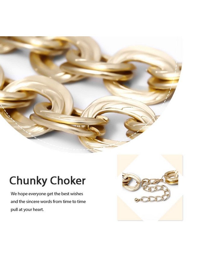 ACEDRE Chunky Choker Necklace Gold Cuban Link Chain Double O Link Necklaces Punk Hip-hop Jewelry for Women (1-Gold) - Image 5