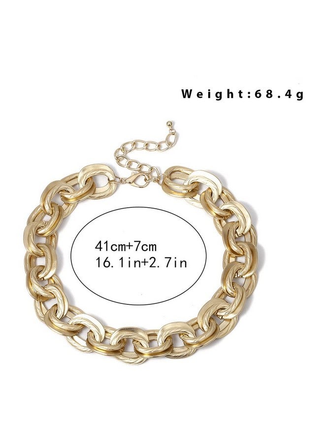 ACEDRE Chunky Choker Necklace Gold Cuban Link Chain Double O Link Necklaces Punk Hip-hop Jewelry for Women (1-Gold) - Image 4