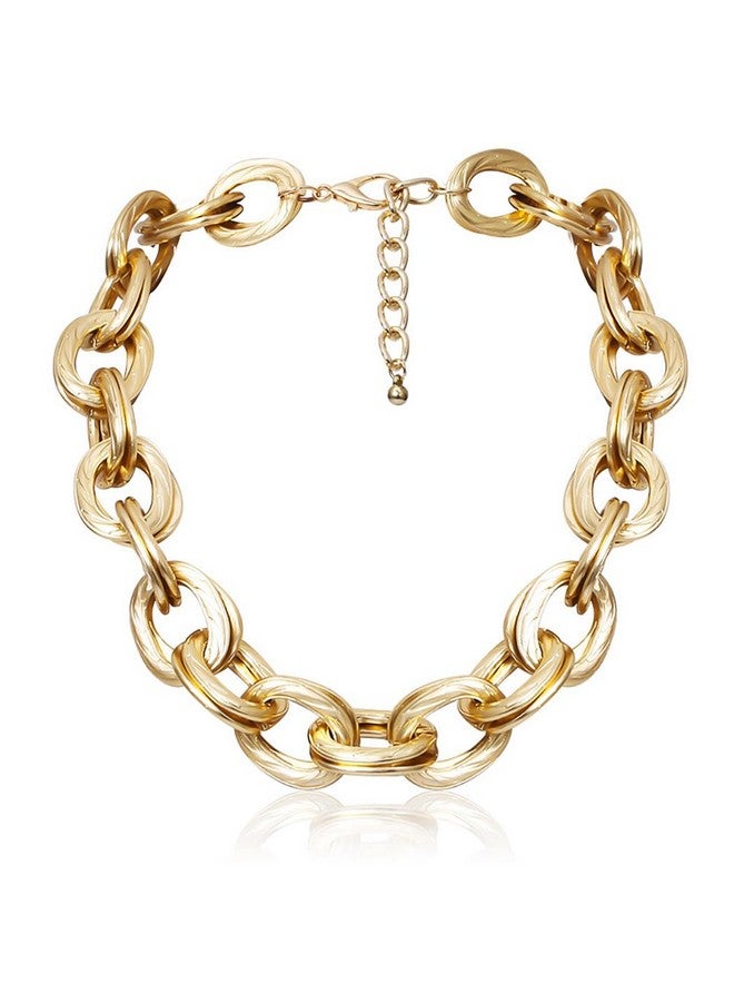 ACEDRE Chunky Choker Necklace Gold Cuban Link Chain Double O Link Necklaces Punk Hip-hop Jewelry for Women (1-Gold) - Image 1