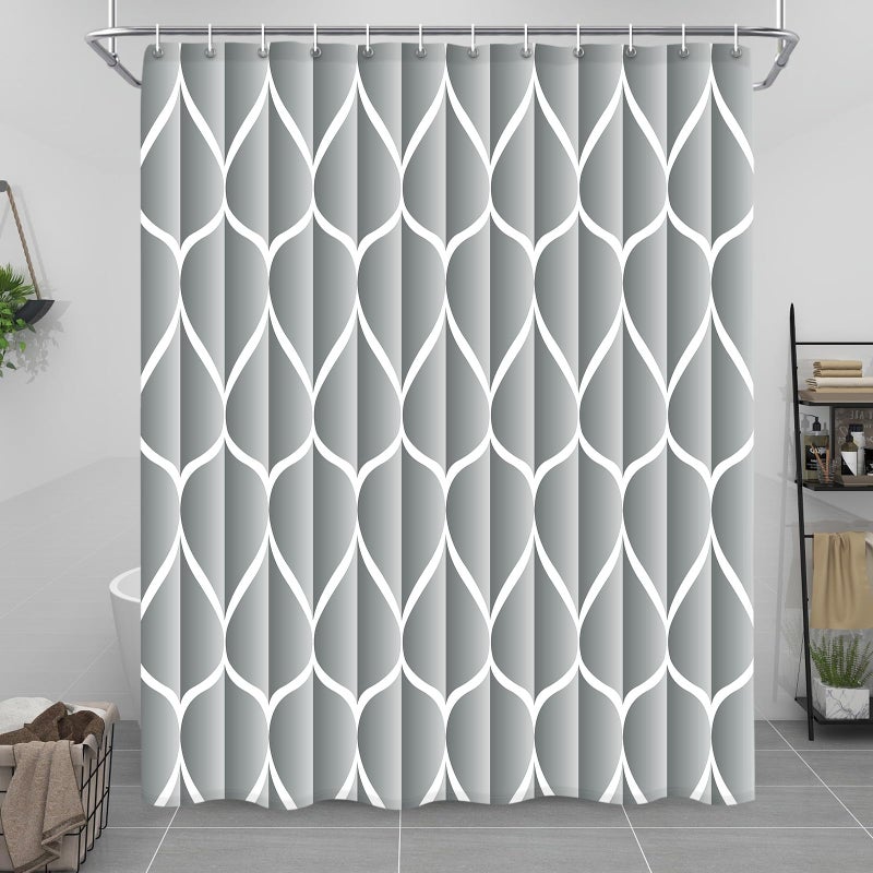 Gelbchu Light Grey 72 x 72 Inch Shower Curtain  Waterproof Design and Polyester  Quick-Drying  Heavy Duty Shower Curtains Set for Bathroom  Machine Washable with 12 Plastic Hooks - Image 1