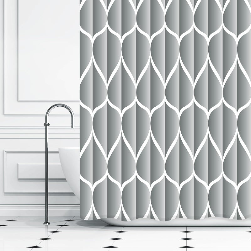 Gelbchu Light Grey 72 x 72 Inch Shower Curtain  Waterproof Design and Polyester  Quick-Drying  Heavy Duty Shower Curtains Set for Bathroom  Machine Washable with 12 Plastic Hooks - Image 2