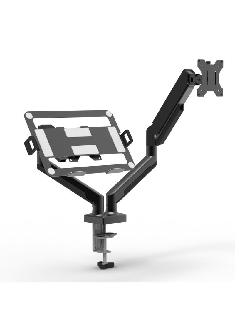 XiuWoo - 360° rotate Laptop Mount for Desk, Laptop Arm Mount for 13-33 inch Computer Screen and 11.6 - 17.3inch Notebook,Dual Monitor Mount Holds up to 19.8lbs with Gas Spring Arm,Black - Image 1