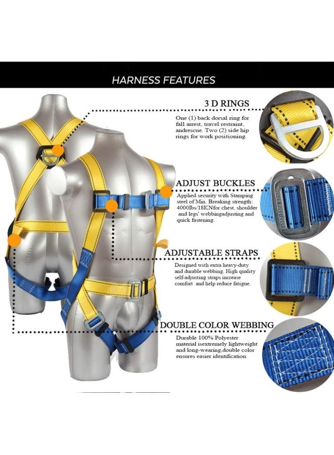 Ymachray Fall Protection Safety Harness OSHA/ANSI Compliant,internal Shock Absorbing landyard&Hook - Image 2