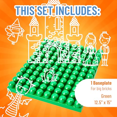 Strictly Briks Stackable Block Baseplate - Compatible with Lego & All Major Brands - Green, 1 Pc, 12.5 x 15 in - Stackable Baseplates for Beginner - Image 3