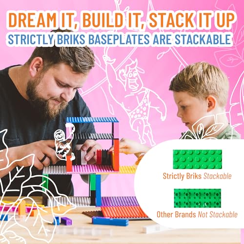 Strictly Briks Stackable Block Baseplate - Compatible with Lego & All Major Brands - Green, 1 Pc, 12.5 x 15 in - Stackable Baseplates for Beginner - Image 5