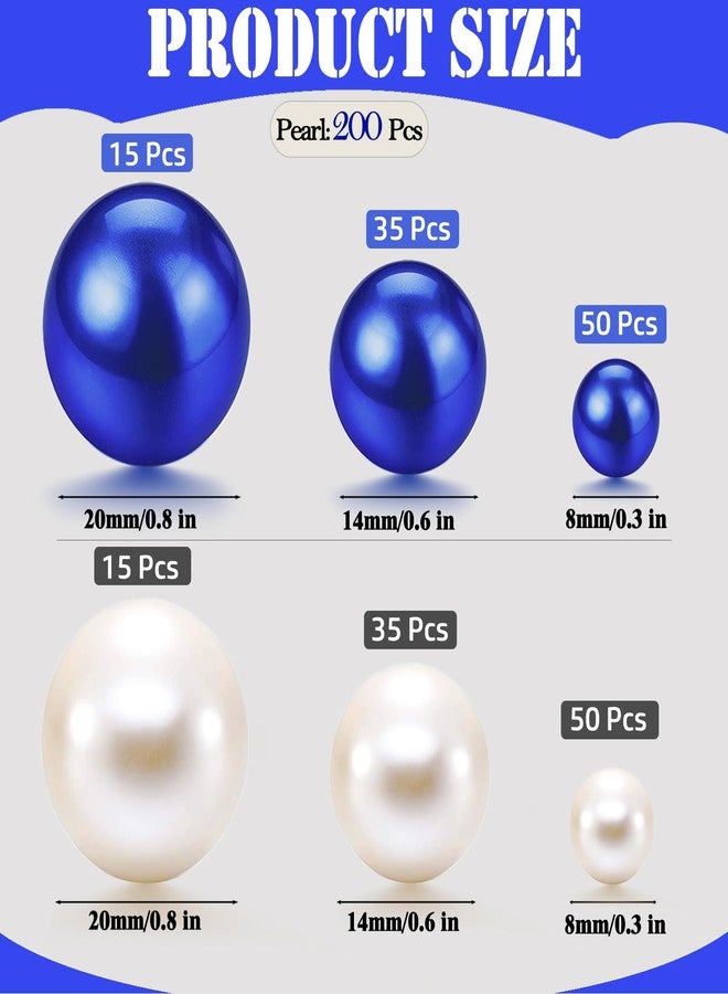 UDU 200 Pcs Vase Filler Pearl Beads No Hole Faux Polish Pearls for Centerpieces Vases Beads for vases Home Birthday Wedding Party Table Decor (White and Blue) - Image 3