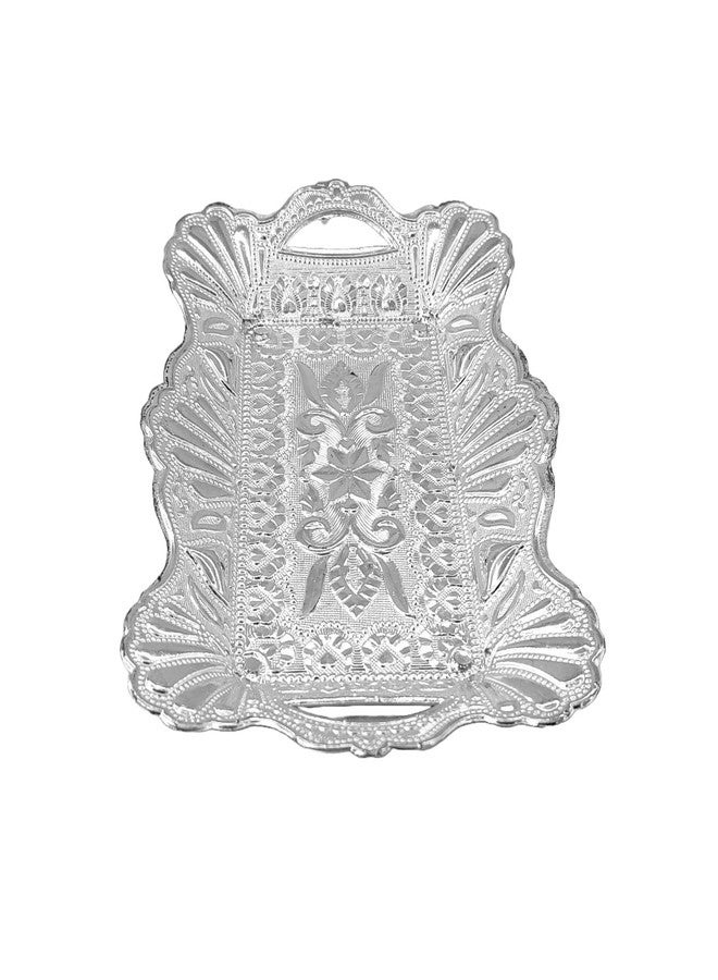 SAI PRASEEDA Decorative Non Metallic Silver Finish Serving Trays/Thalis (26 x 16 x 2 cm)-Pack of 6 |Traditional Seer Plates for Return Gifts, Pooja, Festivals, Weddings & Home Décor SMLSLVRT-2 - Image 5