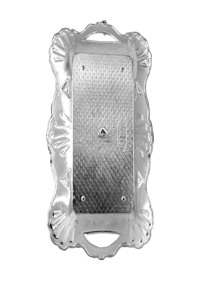 SAI PRASEEDA Decorative Non Metallic Silver Finish Serving Trays/Thalis (26 x 16 x 2 cm)-Pack of 6 |Traditional Seer Plates for Return Gifts, Pooja, Festivals, Weddings & Home Décor SMLSLVRT-2 - Image 4
