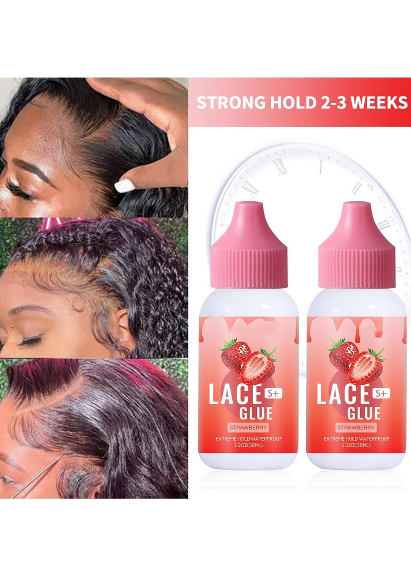 Lace Lace Glue for Wigs, Strong Hold Invisible Wig Bonding Glue for Front Lace Wigs, Waterproof & Oil-Resistant for Hair Systems & Toupees, 1.3oz, Strawberry Scent  - Image 4