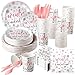 Hsei 324 Pcs Winter Wonderland 1st Birthday Party Supplies Pink and Silver Snowflake Plates and Napkins Set Disposable Tableware Dinnerware - Image 3