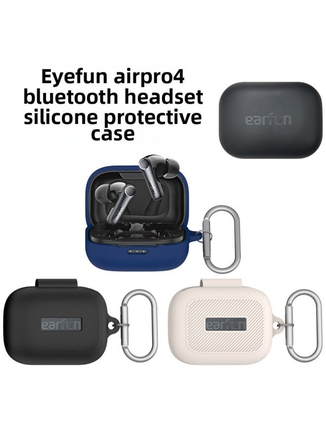 Fun EarFun Air Pro4 Bluetooth Headset Silicone Protective Case For Drop-resistant Storage Simple Solid Color Case-Color:Black-Model:G104