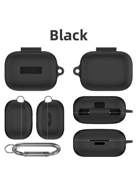 Fun EarFun Air Pro4 Bluetooth Headset Silicone Protective Case For Drop-resistant Storage Simple Solid Color Case-Color:Black-Model:G104